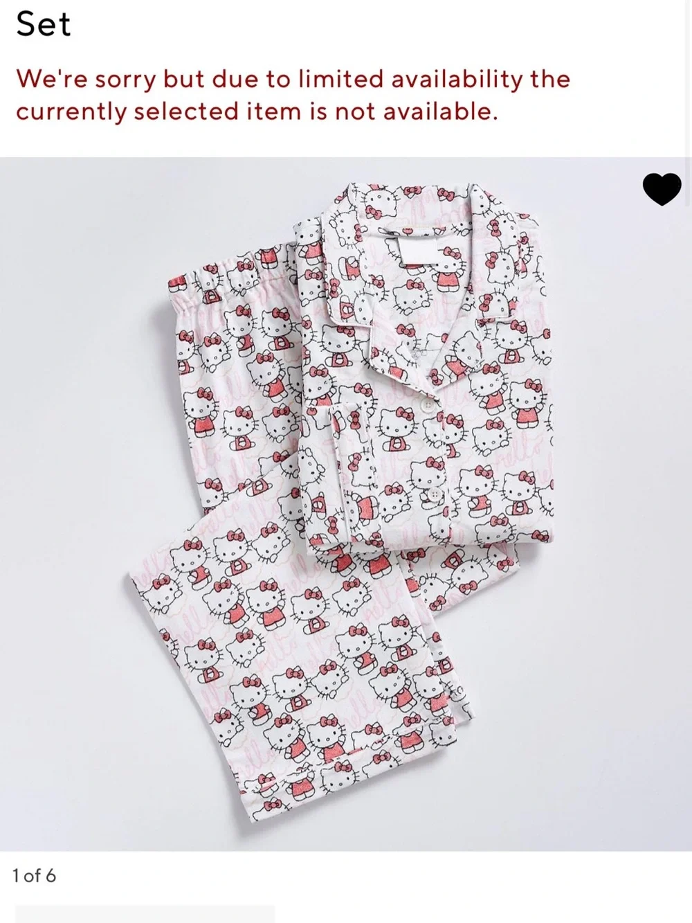 Pottery Barn Teen Hello Kitty Pink and White Pajama Set